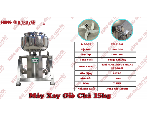 Máy xay giò 15Kg 3 lớp cao cấp