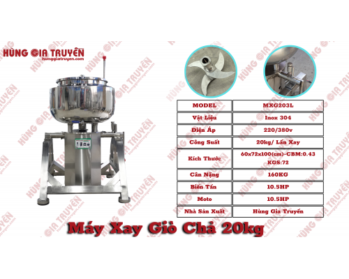 Máy xay giò 20kg dòng máy tiêu chuẩn